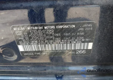 2018 Mitsubishi Outlander Le z USA, uszkodzony, nr VIN JA4AD3A33JZ041300